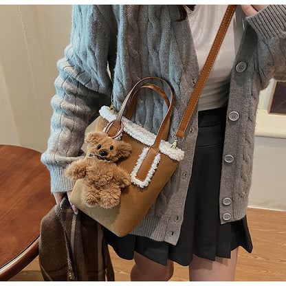 Autumn and Winter Super Hot Style Furry Handbag for Women Simple Fashion Versatile Stylish Single Shoulder Crossbody Bag