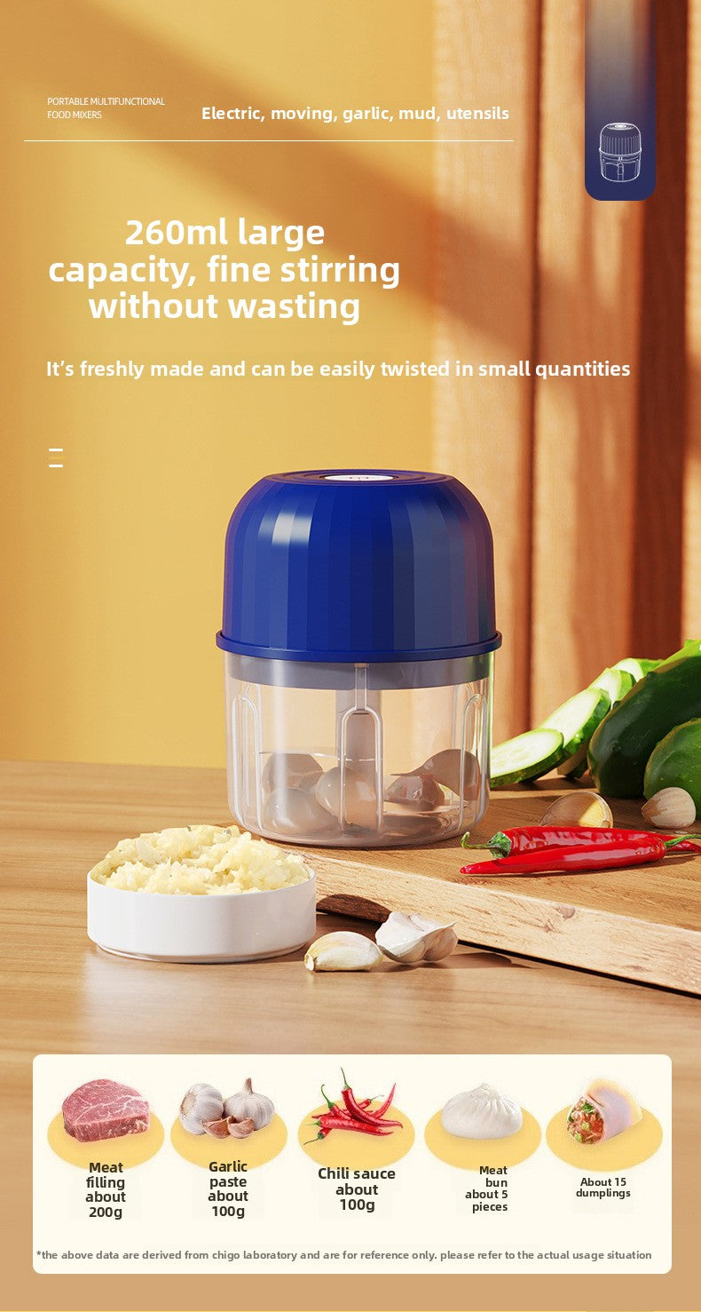 Mini Electric Garlic Herb Fruit Veg Masher Household Wireless Portable Baby Food Processor Kitchen Multifunctional Meat Grinder Garlic Chopper