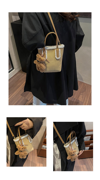 Autumn and Winter Super Hot Style Furry Handbag for Women Simple Fashion Versatile Stylish Single Shoulder Crossbody Bag