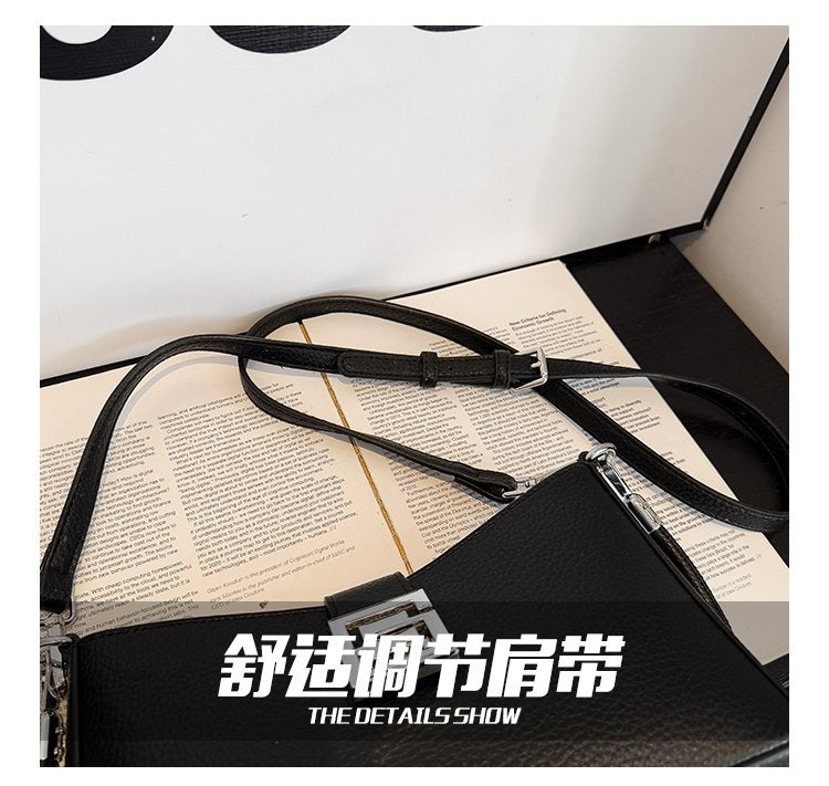 Small Square Bag with Stitching PU Zipper Women's Shoulder Bag One Size