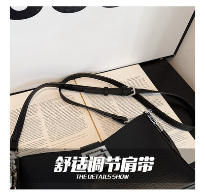 Small Square Bag with Stitching PU Zipper Women's Shoulder Bag One Size