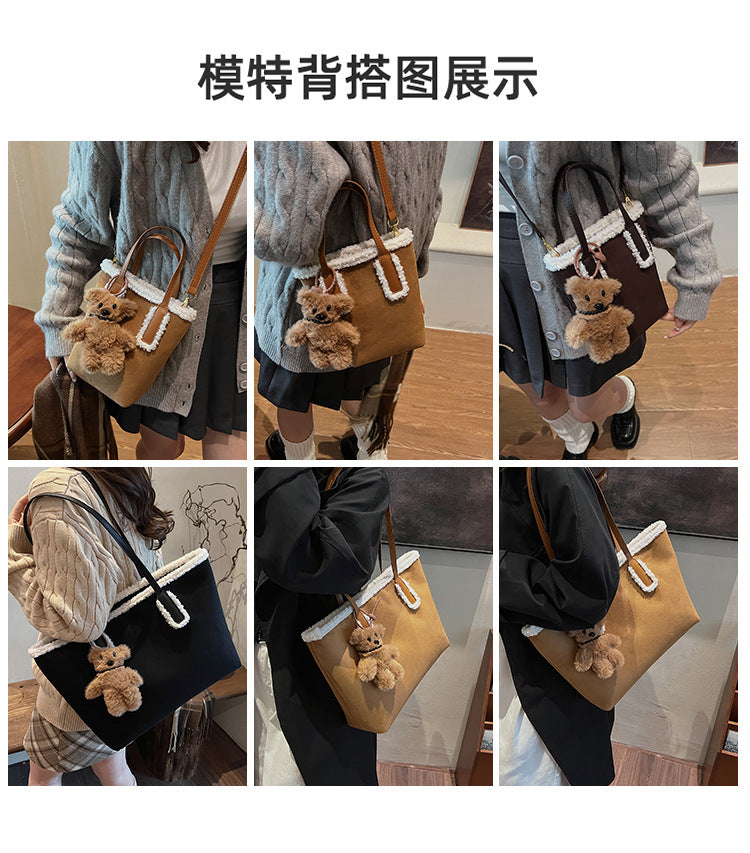 Autumn and Winter Super Hot Style Furry Handbag for Women Simple Fashion Versatile Stylish Single Shoulder Crossbody Bag