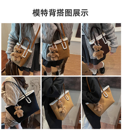 Autumn and Winter Super Hot Style Furry Handbag for Women Simple Fashion Versatile Stylish Single Shoulder Crossbody Bag