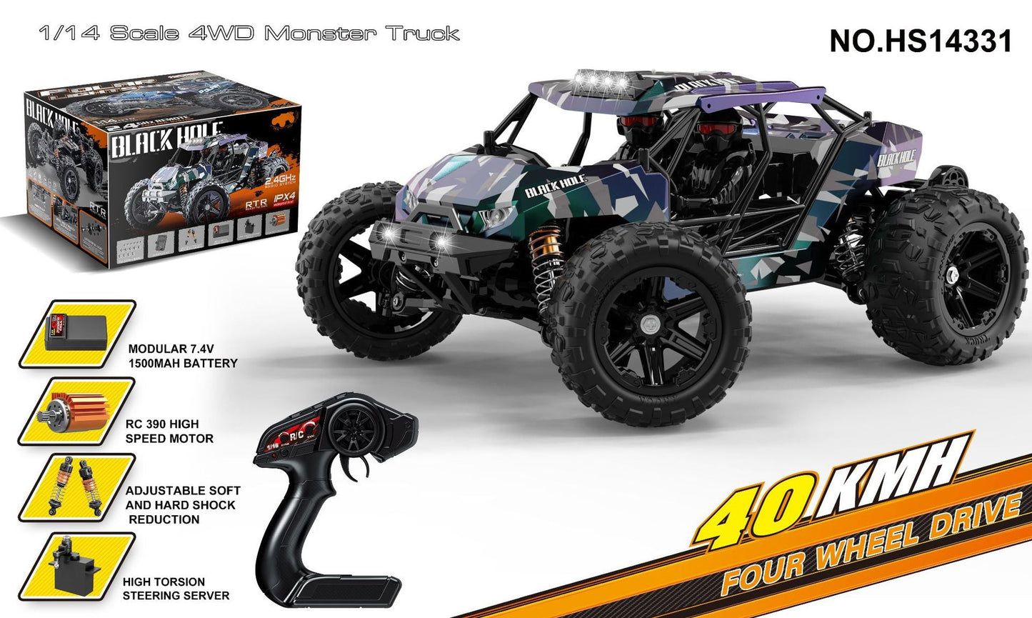 HS14331Brushed version40KM/H | 1/18Brushless High-Speed Four-Wheel Drive2.4G Full Scale Professional RC Remote Control Off-Road Big Wheel Bike1/14Brush