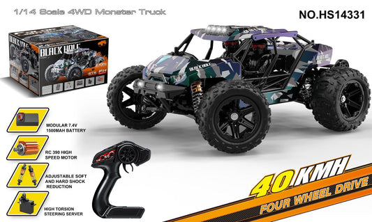 HS14331Brushed version40KM/H | 1/18Brushless High-Speed Four-Wheel Drive2.4G Full Scale Professional RC Remote Control Off-Road Big Wheel Bike1/14Brush