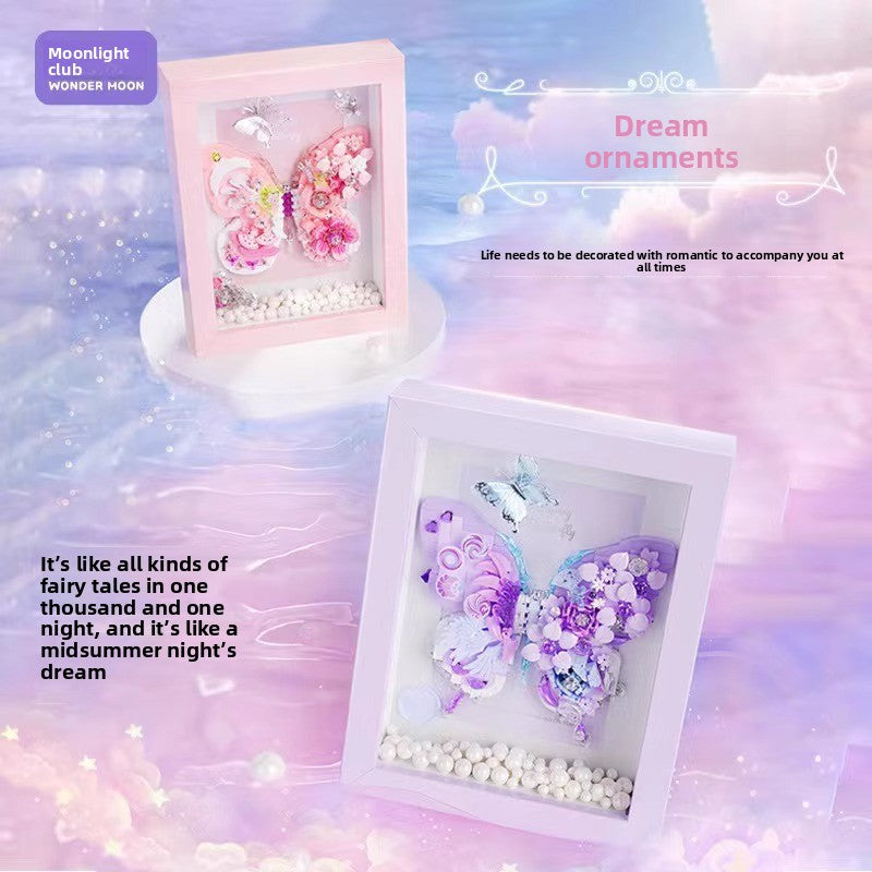 2025New Star Moon Fantasy Purple Star Butterfly Building Block Flower Frame Assembly Toy for Girls' Birthday Gift804233
