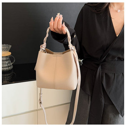 Women's Bag PU One Size Bucket Bag Magnetic Buckle Shoulder Bag