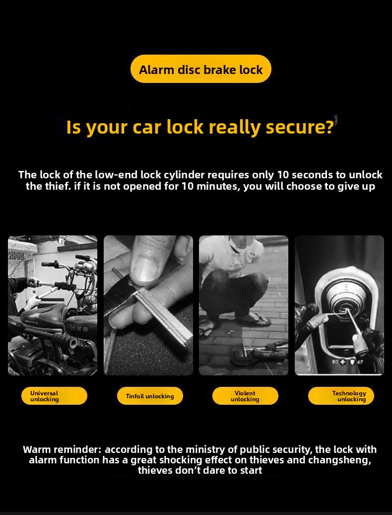 Universal Electric Bike Disc Brake Lock Motorcycle Lock Anti-Theft Bicycle Alarm Disc Brake Lock Mountain Bike Lock Bicycle Lock