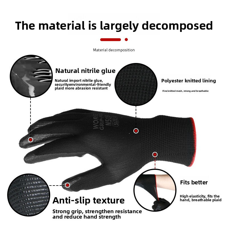 FOR WHOLE SALE ONLY PRICE ON REQUEST                      Labor Protection Gloves Nitrile Oil-Resistant Waterproof Wear-Resistant 13-Pin Black Yarn Rubber Coated Construction Site Work Labor Protection Gloves