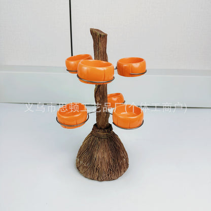 New Halloween Broom Pumpkin Cup Resin Home Desktop Ornament Decoration Storage Tray Creative Design