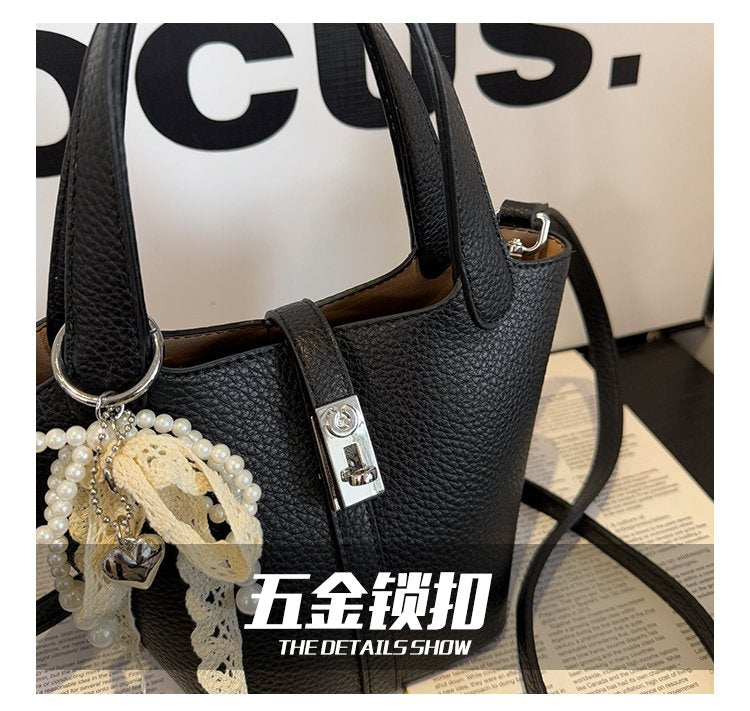 Bucket Bag Women's Bag PU Shoulder Bag Lock Buckle