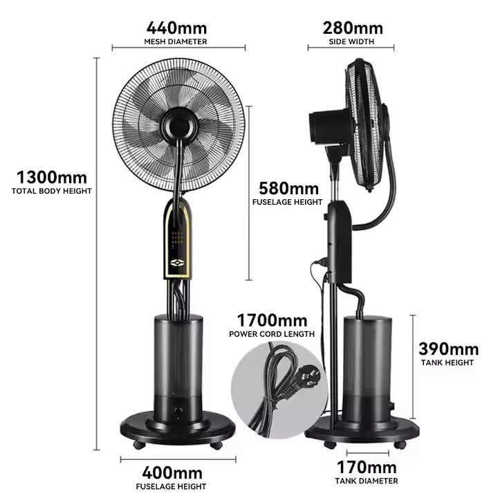 iSolfan Mist Emitting Fan Factory Direct Sale Black Mist Fan Floor Fan