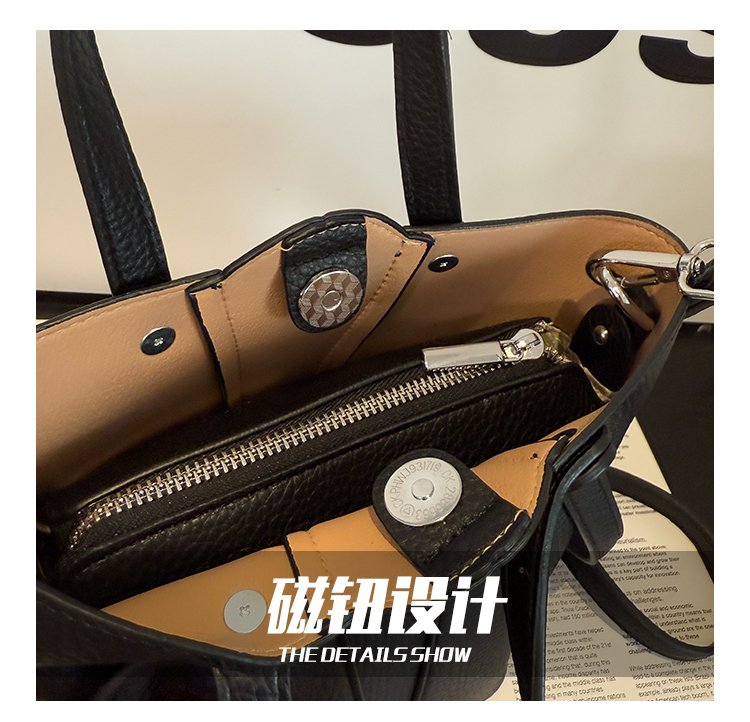 Single Shoulder Bucket Bag PU Zipper 2025 Spring Women's Bag One Size