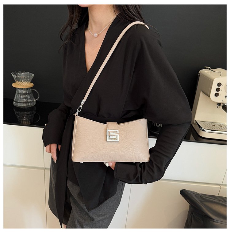 Small Square Bag with Stitching PU Zipper Women's Shoulder Bag One Size