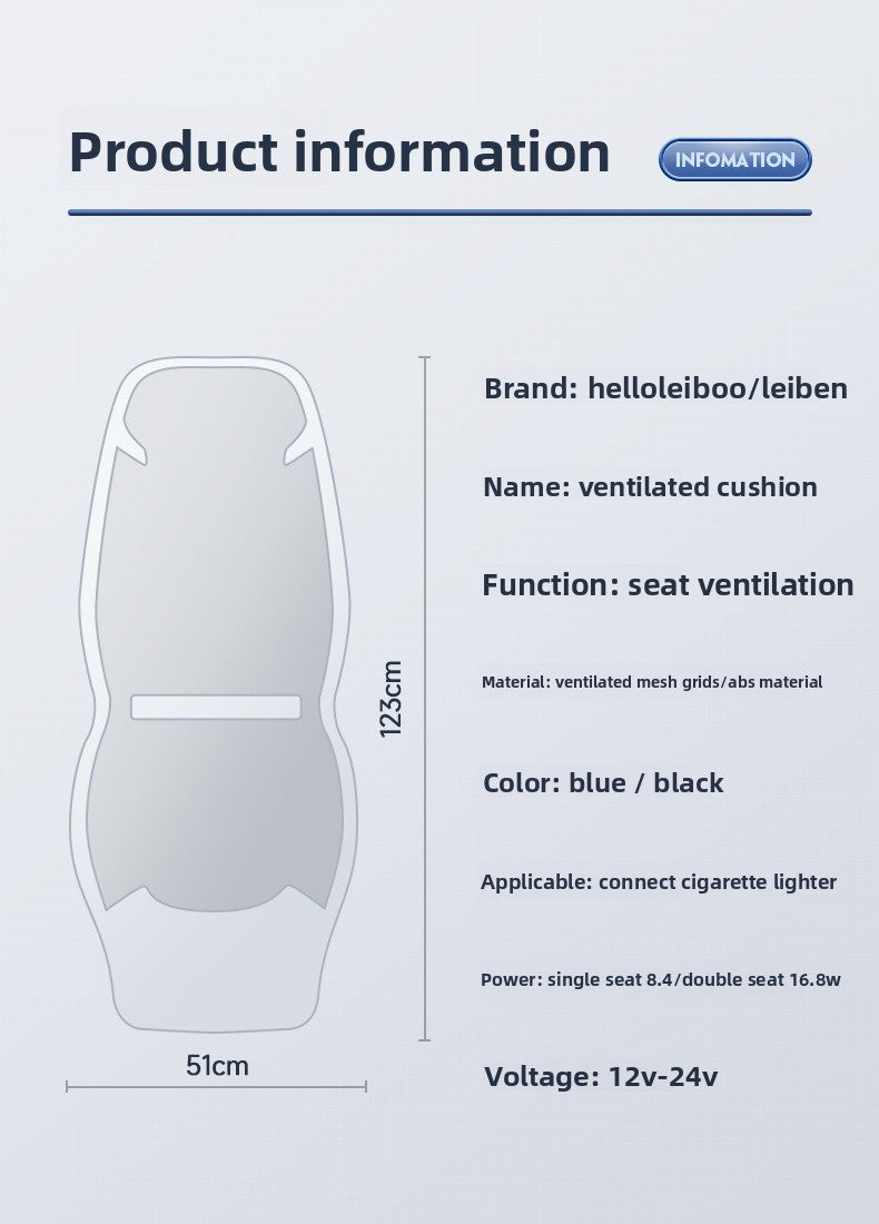 Summer Car Ventilation Seat Cushion Cooling Seat Pad Summer Cool Air Breathable Heat Dissipation Cooling Pad Truck Backrest with Fan