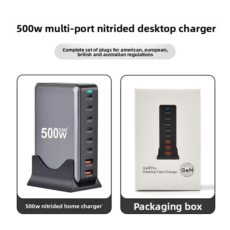 New 500W GaN PD Charger 6C2A Multi-Port Desktop Charger 8 Ports Desktop Charger Hot Item Desktop Charger