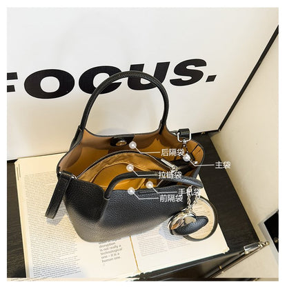 Single Shoulder Handbag Zipper One Size Women's Bag Vegetable Basket Bag PU