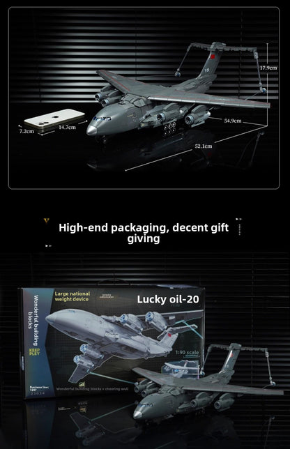 Wonderful Building Blocks Great Power Heavy Equipment Series Y-20 Large Transport Aircraft Model Assembly Toy 23034