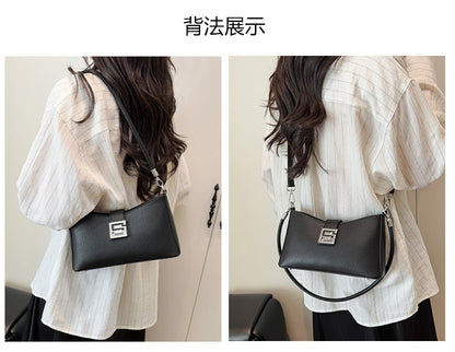 Small Square Bag with Stitching PU Zipper Women's Shoulder Bag One Size