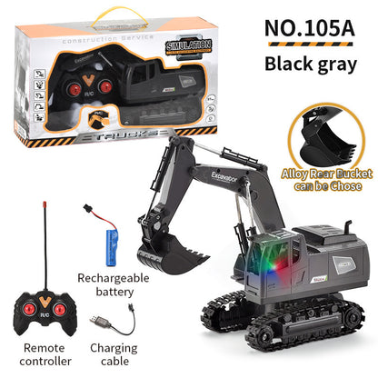 Children's Electric Toy Light and Sound Engineering Vehicle1:20Track Alloy Remote Control Excavator Model