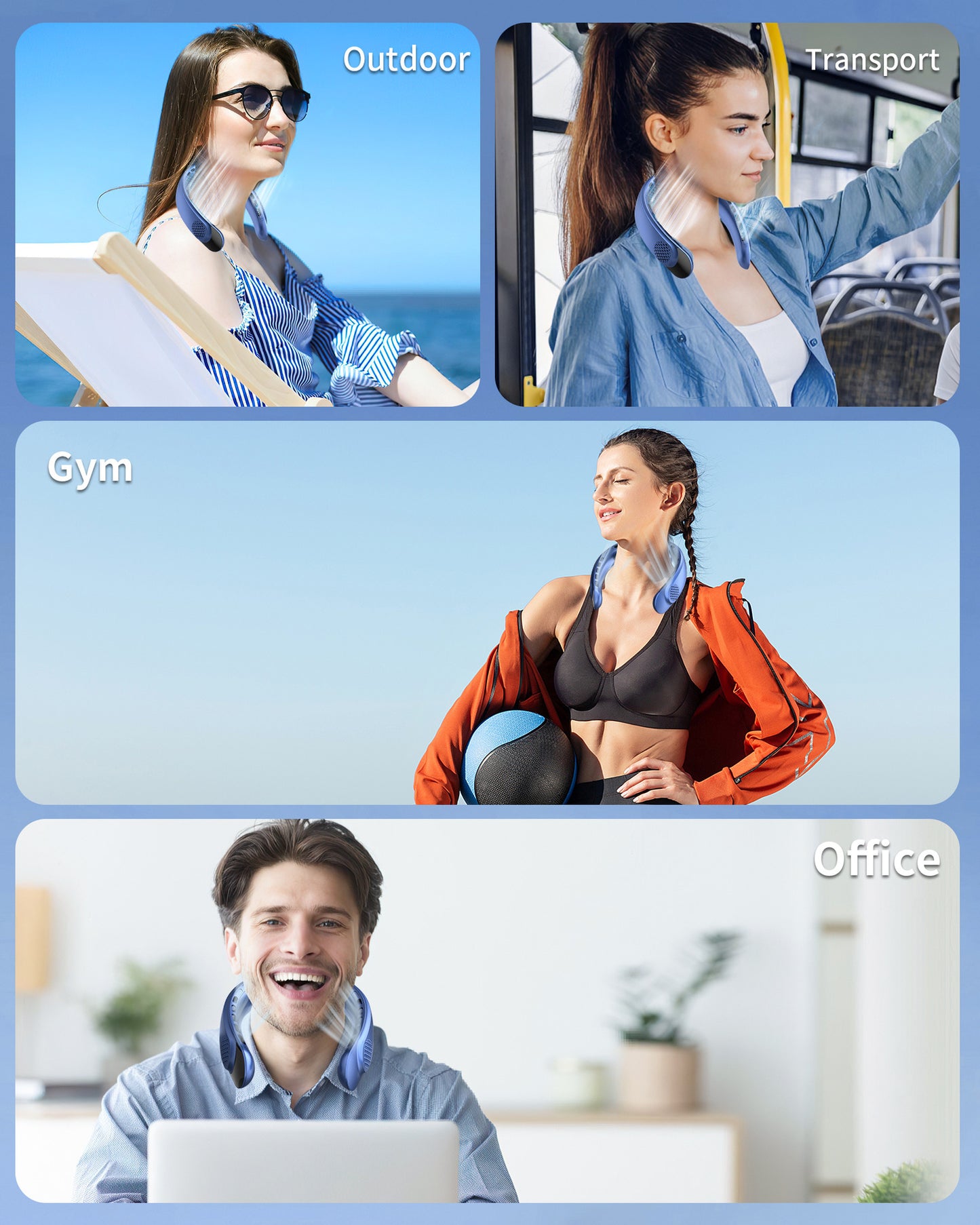 Premium New Neck Hanging Fan Silent Cooling Mini USB Neck Hanging Small Fan Rechargeable Long Battery Life