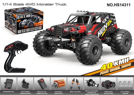 HS14311Brushed version40KM/H | 1/18Brushless High-Speed Four-Wheel Drive2.4G Full Scale Professional RC Remote Control Off-Road Big Wheel Bike1/14Brush