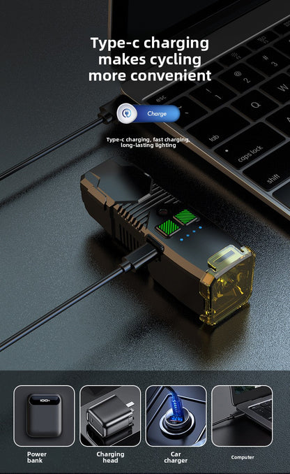 Bicycle Light with Horn Anti-Glare High-Low Beam Switch Front Light Integrated Dustproof Fogproof Front Light