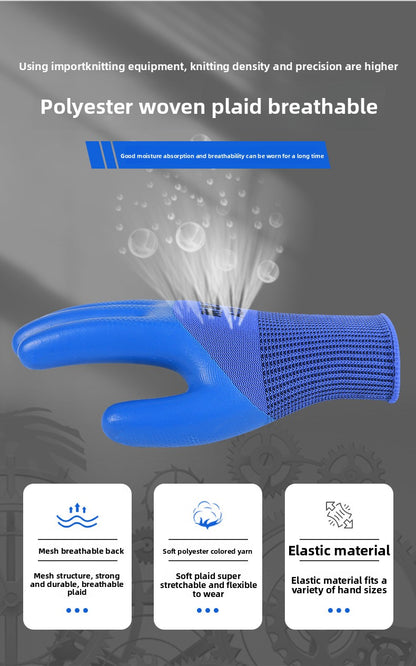 FOR WHOLE SALE ONLY P.O.A.                    A688 Wear-resistant Thickened Double-layer Latex Embossed Non-slip Logistics Handling Construction Site Work Half-finger Labor Protection Gloves