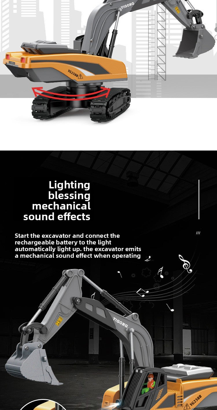 Children's Electric Toy Light and Sound Engineering Vehicle1:20Track Alloy Remote Control Excavator Model