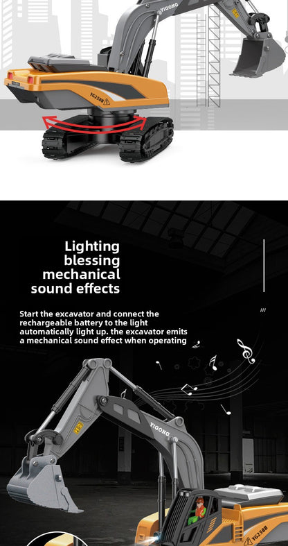 Children's Electric Toy Light and Sound Engineering Vehicle1:20Track Alloy Remote Control Excavator Model