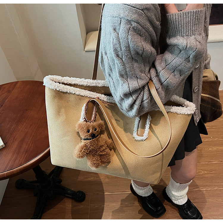 Autumn and Winter Super Hot Style Furry Handbag for Women Simple Fashion Versatile Stylish Single Shoulder Crossbody Bag