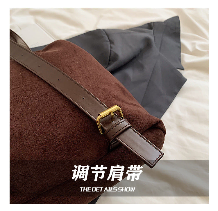 Suede Backpack Women's Large Capacity Retro Backpack