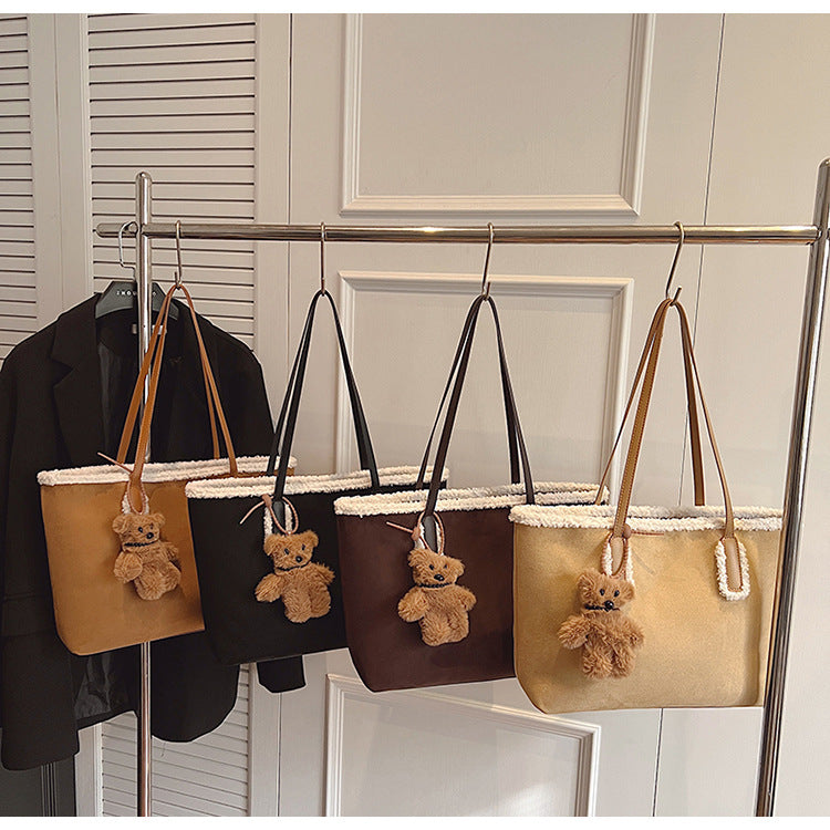 Autumn and Winter Super Hot Style Furry Handbag for Women Simple Fashion Versatile Stylish Single Shoulder Crossbody Bag