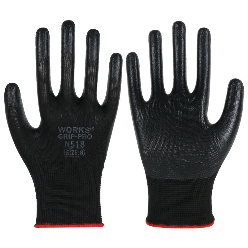 FOR WHOLE SALE ONLY PRICE ON REQUEST                      Labor Protection Gloves Nitrile Oil-Resistant Waterproof Wear-Resistant 13-Pin Black Yarn Rubber Coated Construction Site Work Labor Protection Gloves