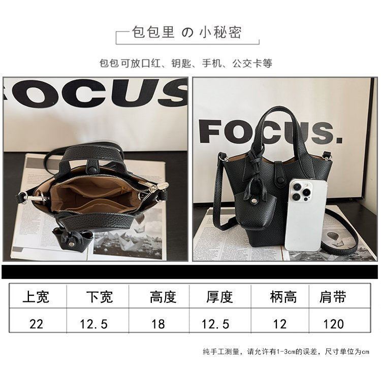 Bucket Bag Shoulder Bag One Size 2025 Spring Magnetic Buckle PU Women's Bag