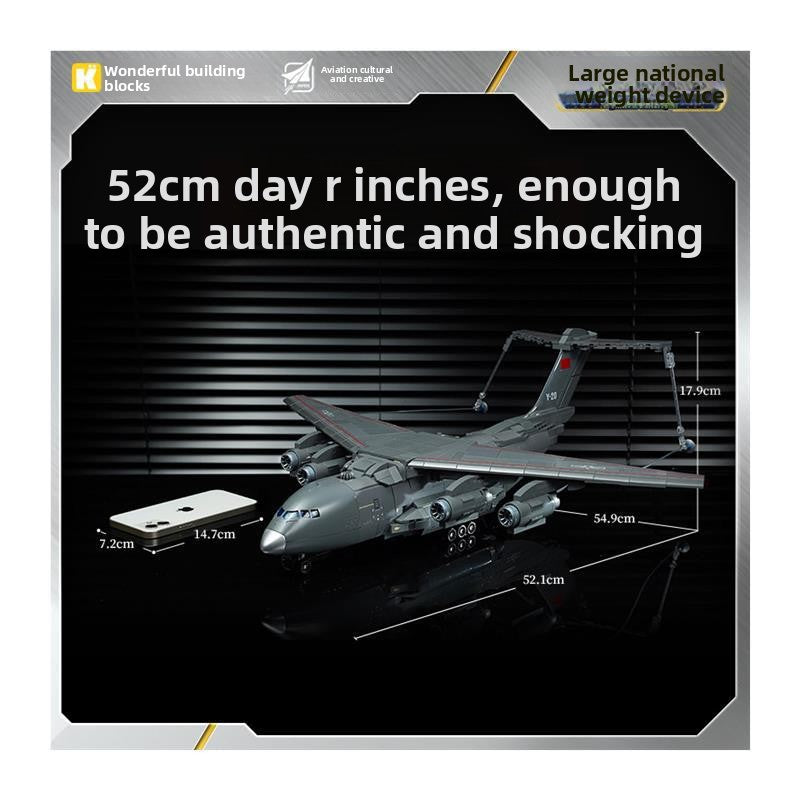 Wonderful Building Blocks Great Power Heavy Equipment Series Y-20 Large Transport Aircraft Model Assembly Toy 23034