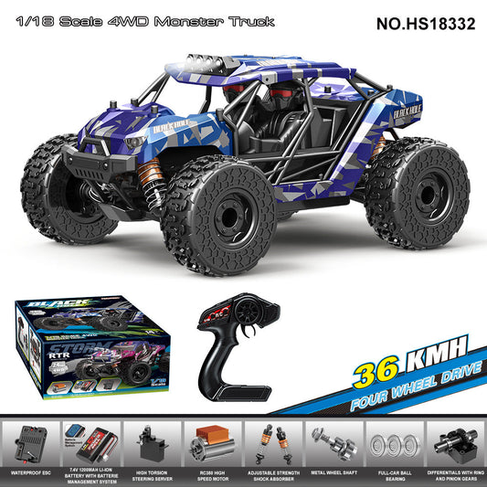 HS18332Brushed Four-Wheel Drive Desert Card36KM/H | 1/18Brushless High-Speed Four-Wheel Drive2.4G Full Scale Professional RC Remote Control Off-Road Big Wheel Bike1/14Brush