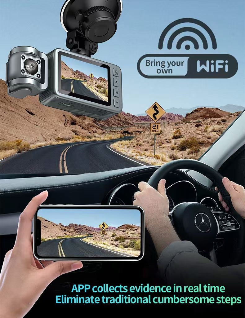 4K New Model Dash Cam Three-Lens Reversing Image WIFI In-Car Driving CARDVR
