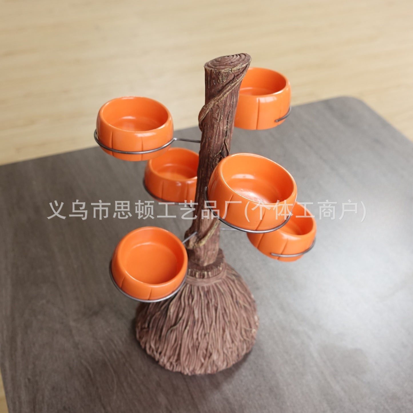 New Halloween Broom Pumpkin Cup Resin Home Desktop Ornament Decoration Storage Tray Creative Design