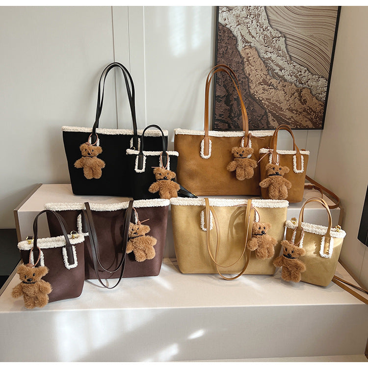 Autumn and Winter Super Hot Style Furry Handbag for Women Simple Fashion Versatile Stylish Single Shoulder Crossbody Bag