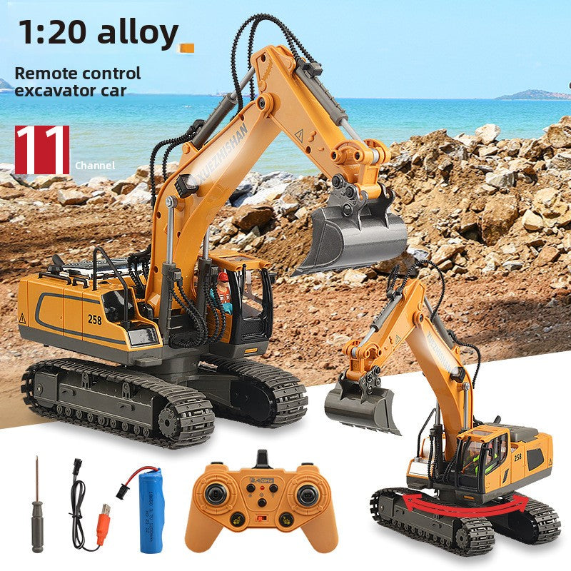 Children's Electric Toy Light and Sound Engineering Vehicle1:20Track Alloy Remote Control Excavator Model