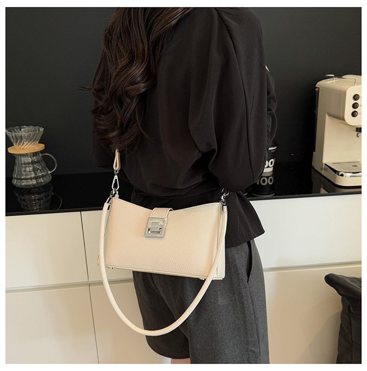 Small Square Bag with Stitching PU Zipper Women's Shoulder Bag One Size