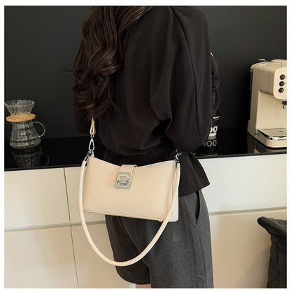 Small Square Bag with Stitching PU Zipper Women's Shoulder Bag One Size