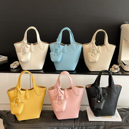 Bucket Bag Shoulder Bag One Size 2025 Spring Magnetic Buckle PU Women's Bag