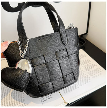 Women's Bag One Size PU Bucket Bag Zipper Shoulder Bag