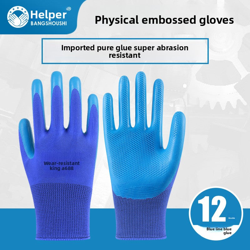 FOR WHOLE SALE ONLY PRICE ON REQUEST                   Abrasion-Resistant King Labor Protection Gloves Physical Embossed Anti-Slip Construction Steel Worker Logistics Moving Auto Repair Transport Latex Coated Gloves