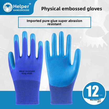 FOR WHOLE SALE ONLY PRICE ON REQUEST                   Abrasion-Resistant King Labor Protection Gloves Physical Embossed Anti-Slip Construction Steel Worker Logistics Moving Auto Repair Transport Latex Coated Gloves