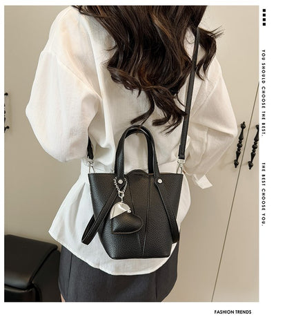 Single Shoulder Bucket Bag PU Zipper 2025 Spring Women's Bag One Size