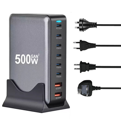 New 500W GaN PD Charger 6C2A Multi-Port Desktop Charger 8 Ports Desktop Charger Hot Item Desktop Charger
