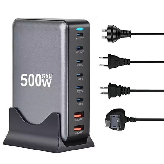 New 500W GaN PD Charger 6C2A Multi-Port Desktop Charger 8 Ports Desktop Charger Hot Item Desktop Charger